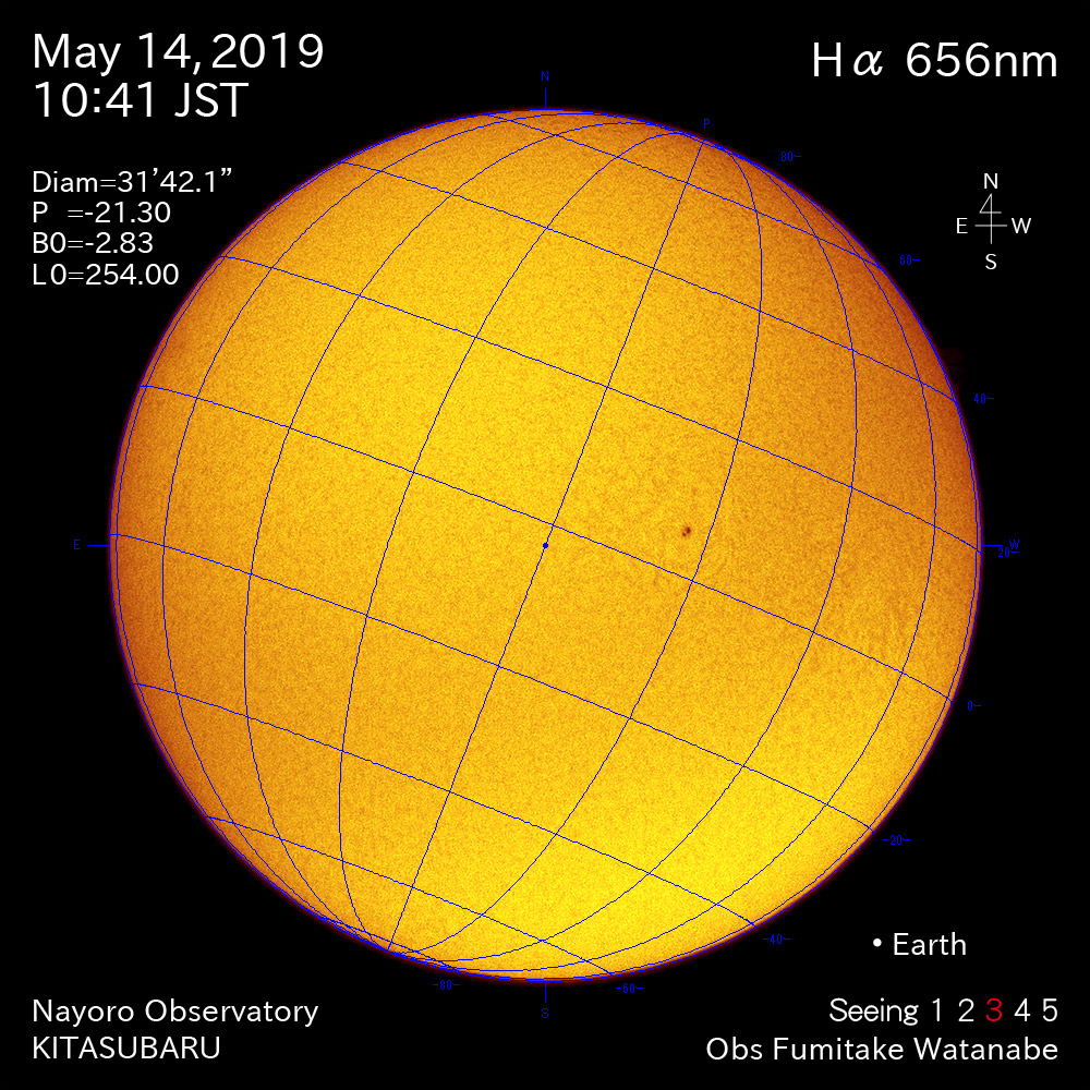 2019年5月14日Hα波長の太陽