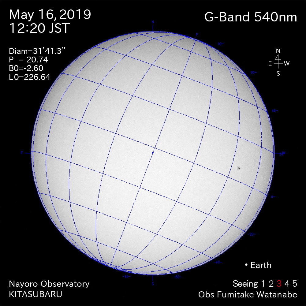 2019年5月16日540nm波長の太陽