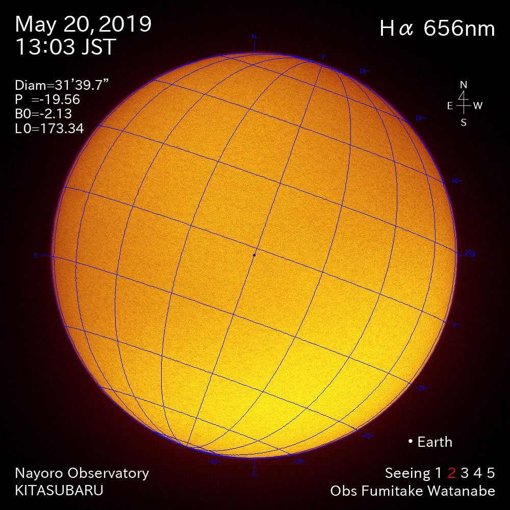 2019年5月20日Hα波長の太陽