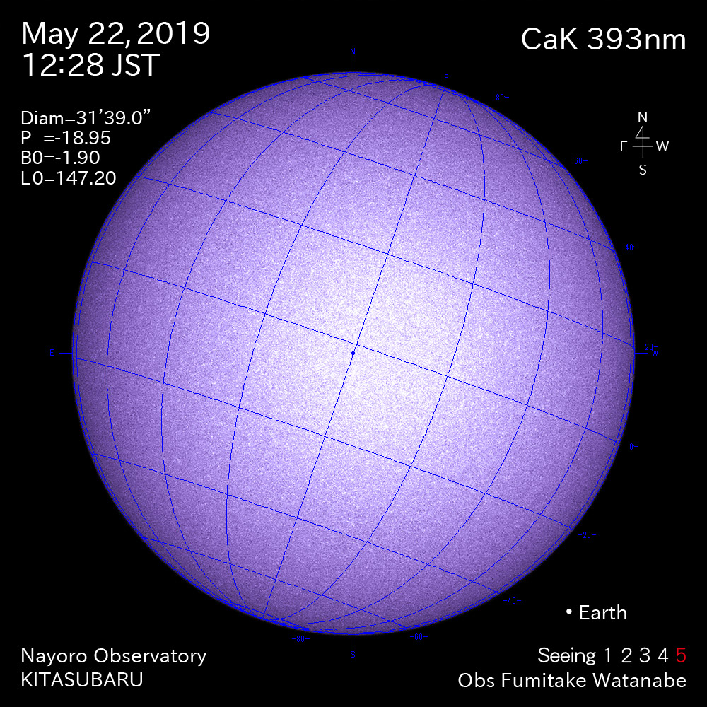 2019年5月22日CaK波長の太陽
