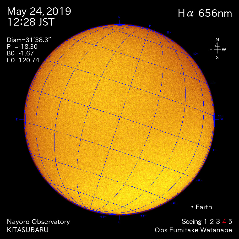 2019年5月24日Hα波長の太陽