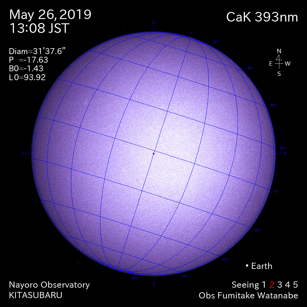 2019年5月26日CaK波長の太陽