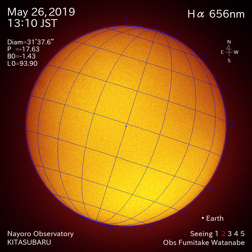 2019年5月26日Hα波長の太陽