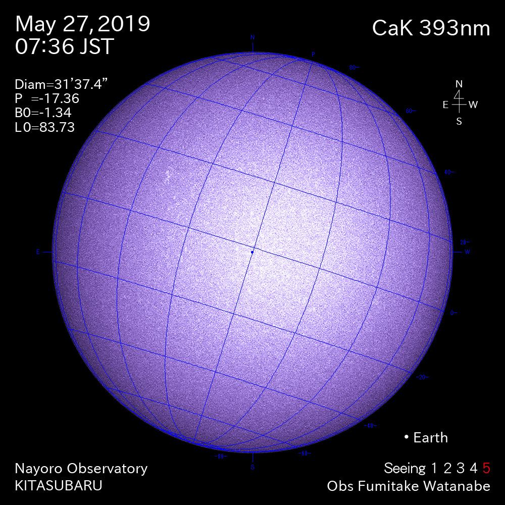 2019年5月27日CaK波長の太陽