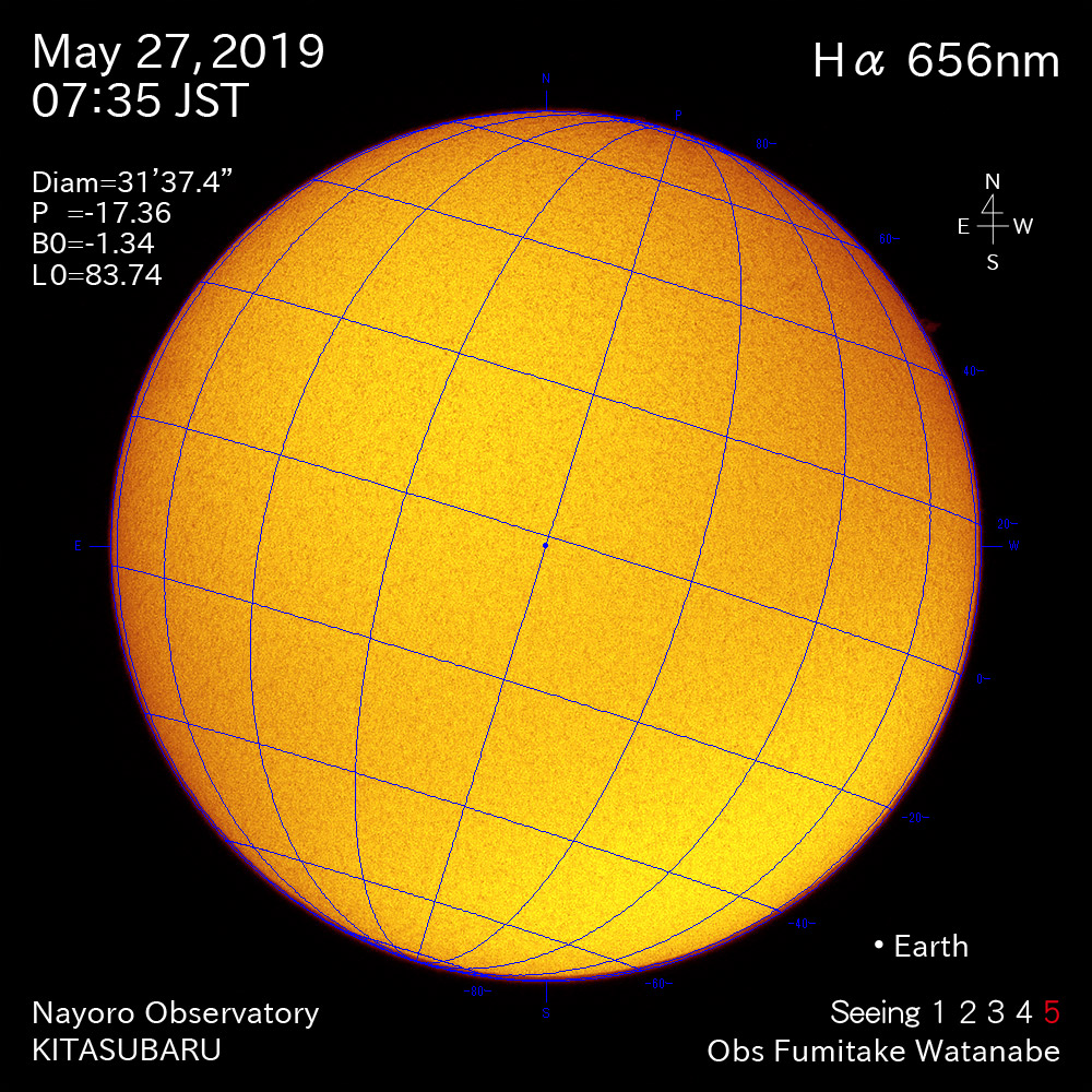 2019年5月27日Hα波長の太陽