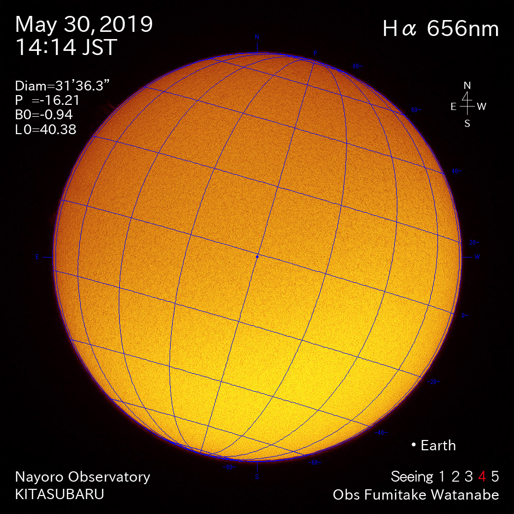 2019年5月30日Hα波長の太陽