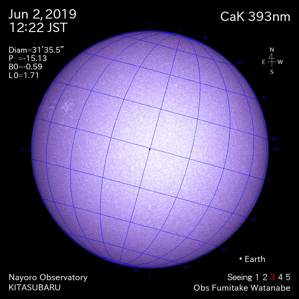 2019年6月2日CaK波長の太陽