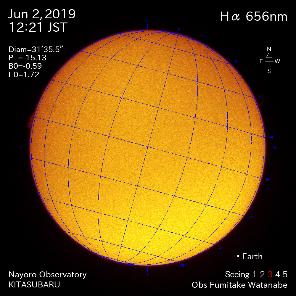 2019年6月2日Hα波長の太陽