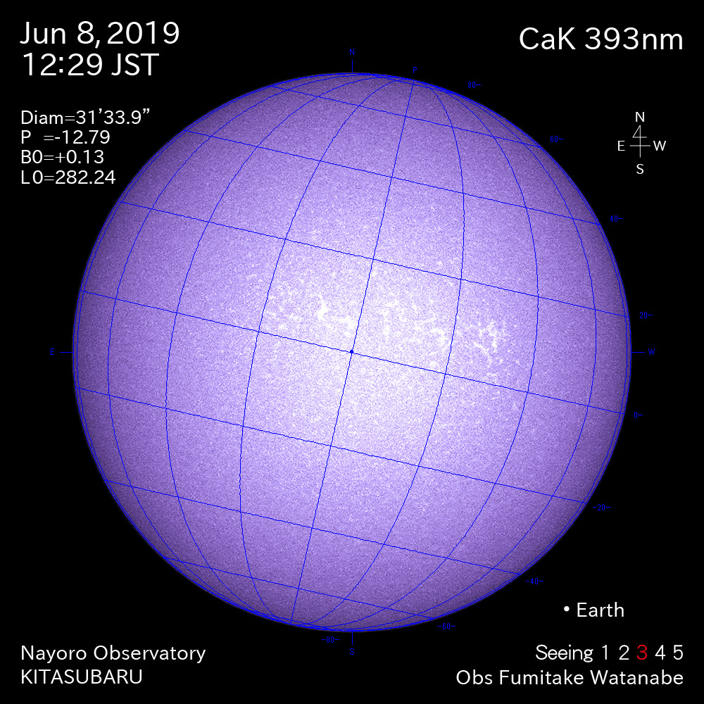 2019年6月8日CaK波長の太陽