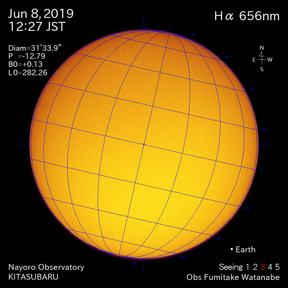 2019年6月8日Hα波長の太陽