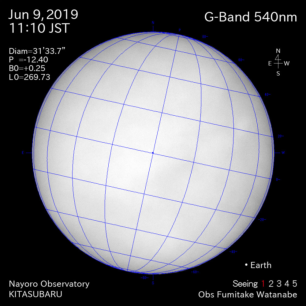 2019年6月9日540nm波長の太陽