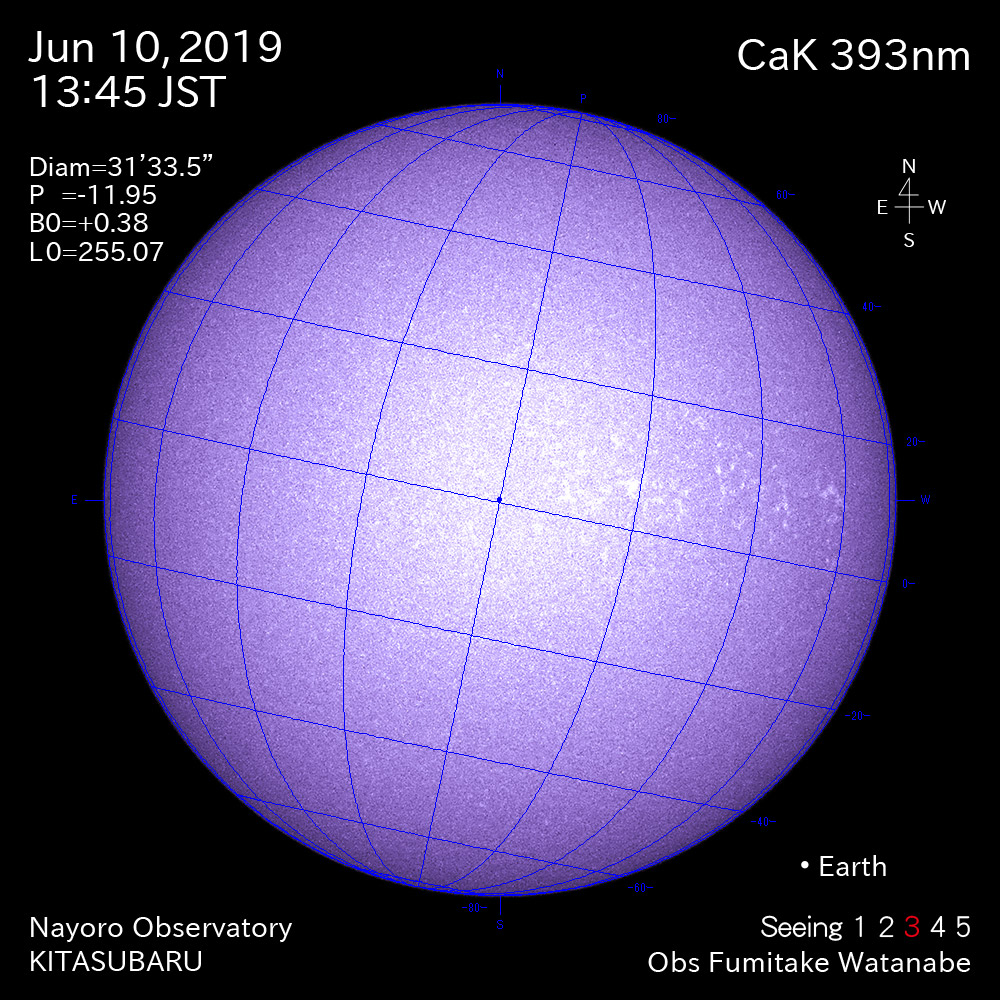 2019年6月10日CaK波長の太陽