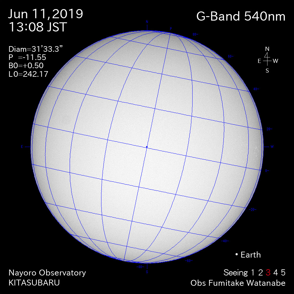 2019年6月11日540nm波長の太陽