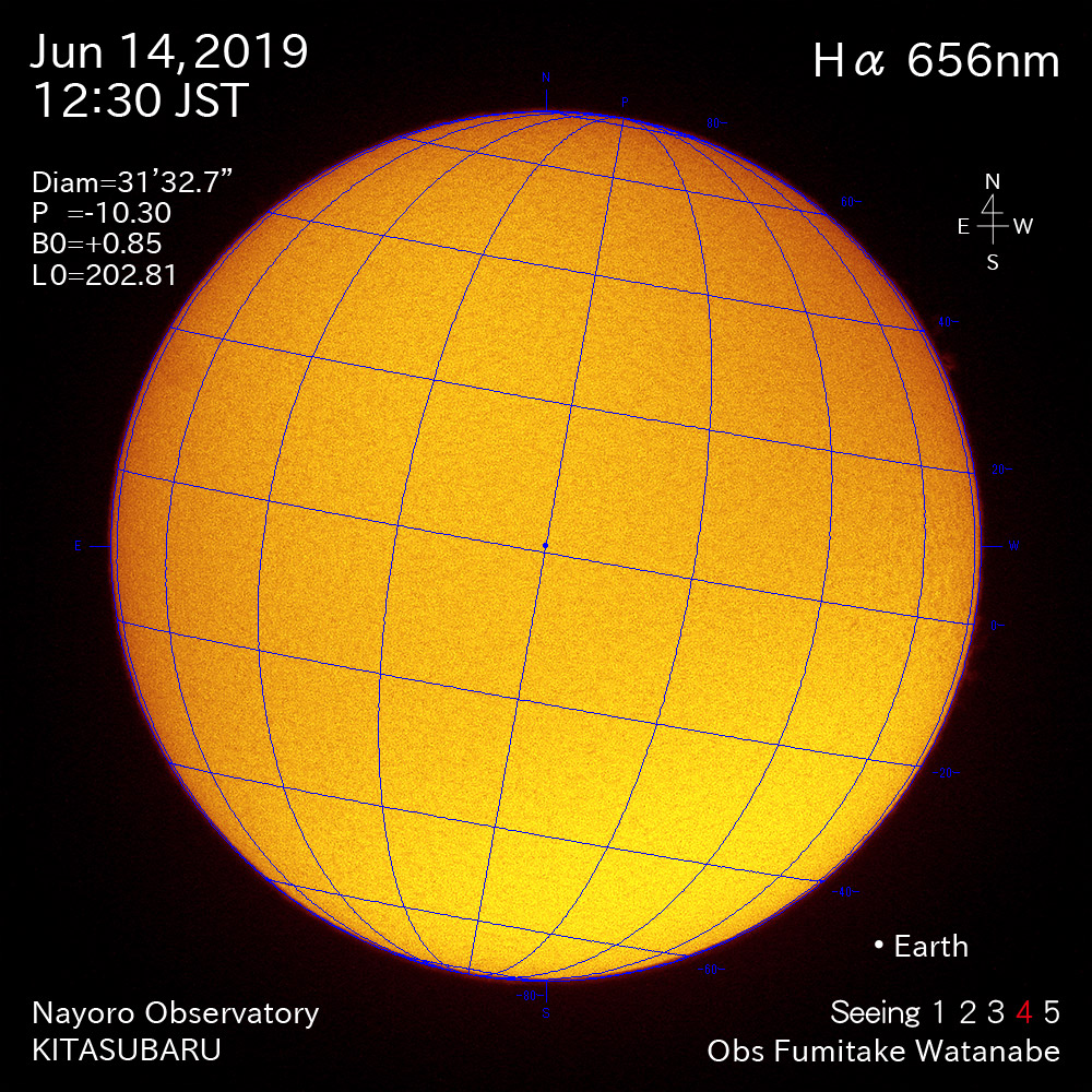 2019年6月14日Hα波長の太陽