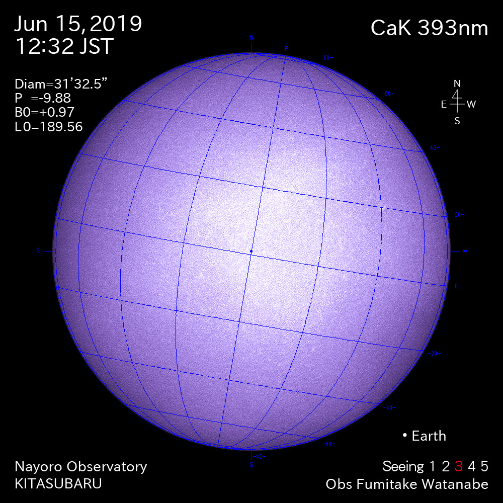 2019年6月15日CaK波長の太陽