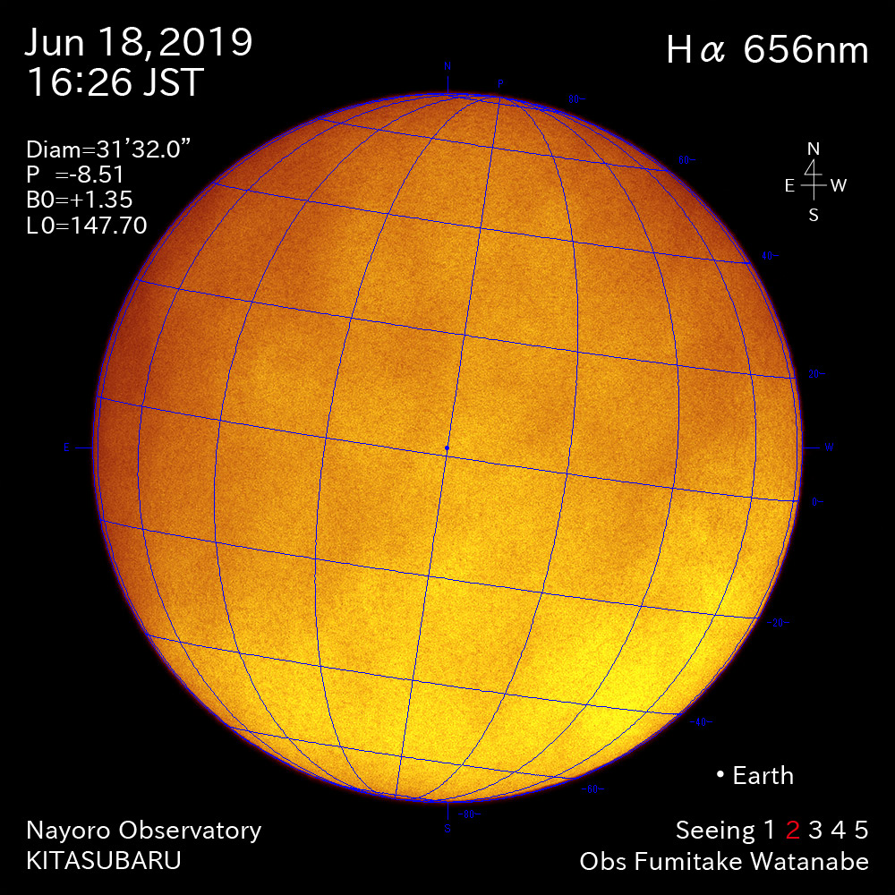 2019年6月18日Hα波長の太陽