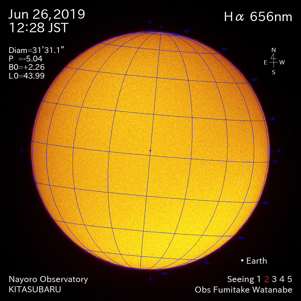 2019年6月26日Hα波長の太陽