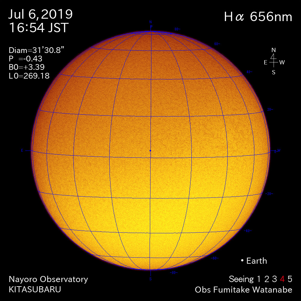 2019年7月6日Hα波長の太陽