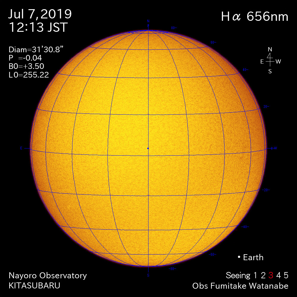 2019年7月7日Hα波長の太陽