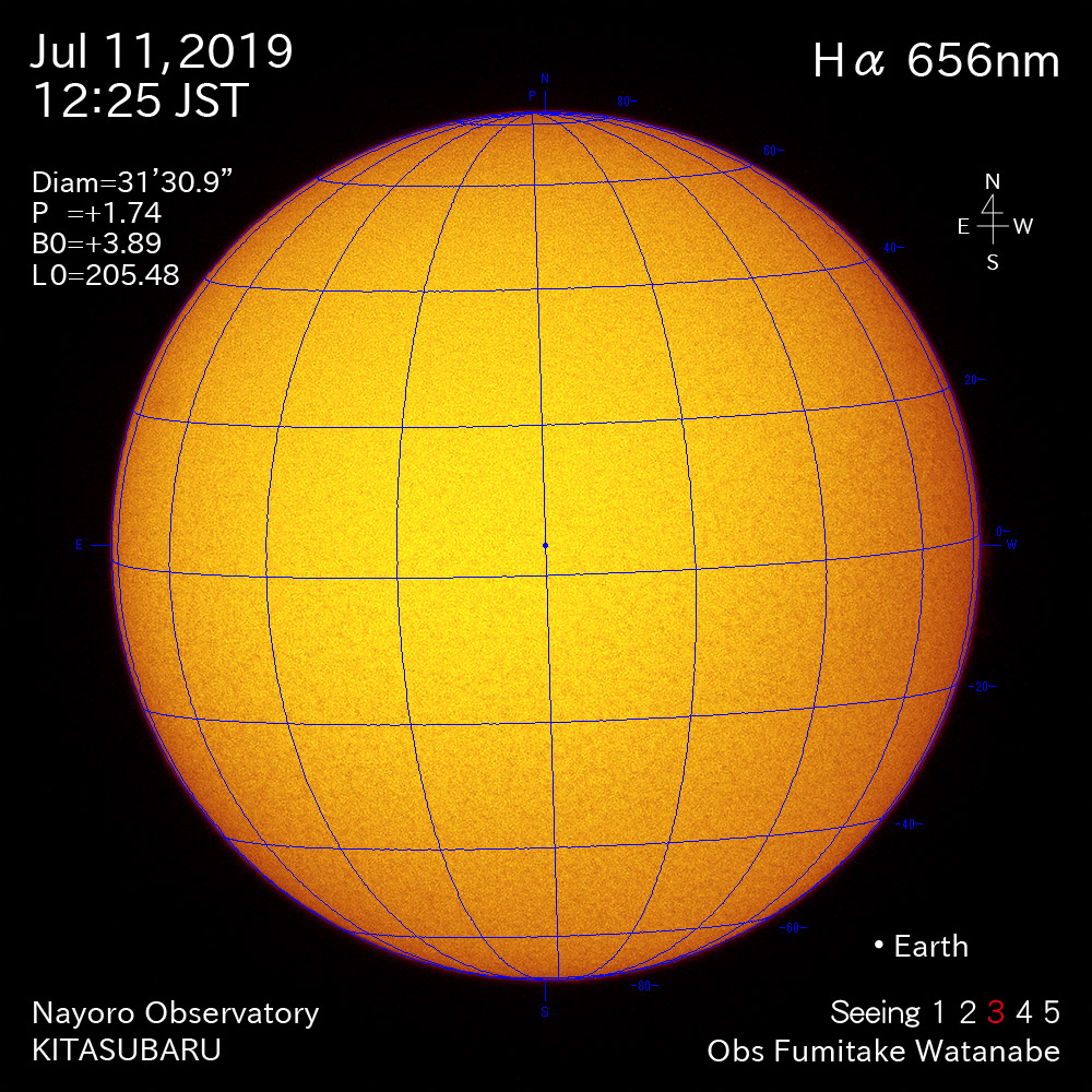 2019年7月11日Hα波長の太陽