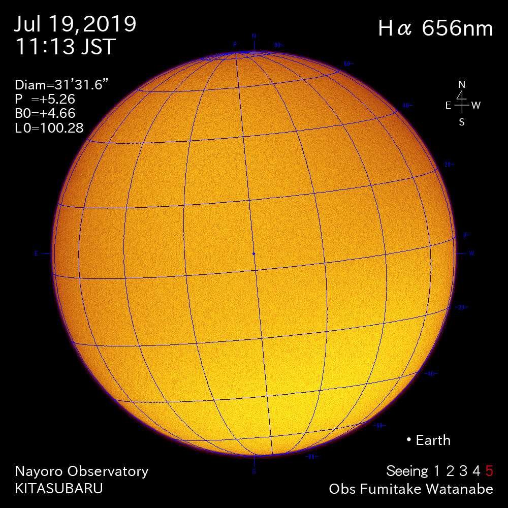 2019年7月19日Hα波長の太陽