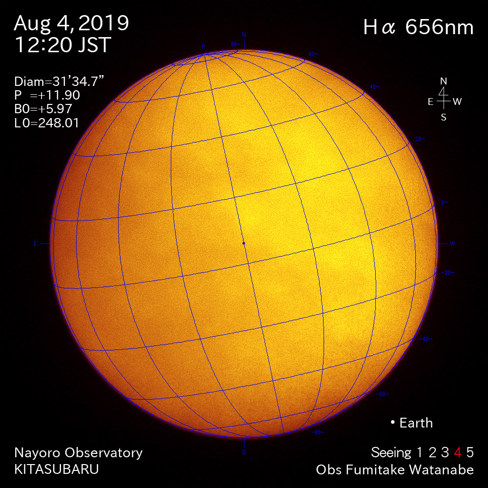 2019年8月4日Hα波長の太陽