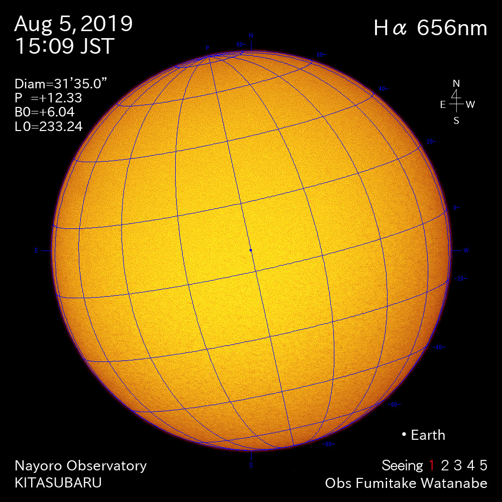 2019年8月5日Hα波長の太陽