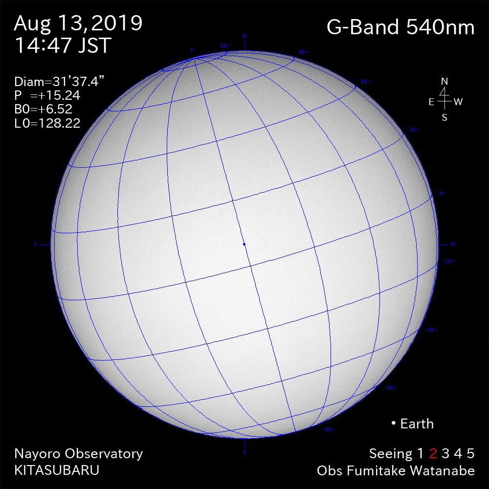 2019年8月13日540nm波長の太陽