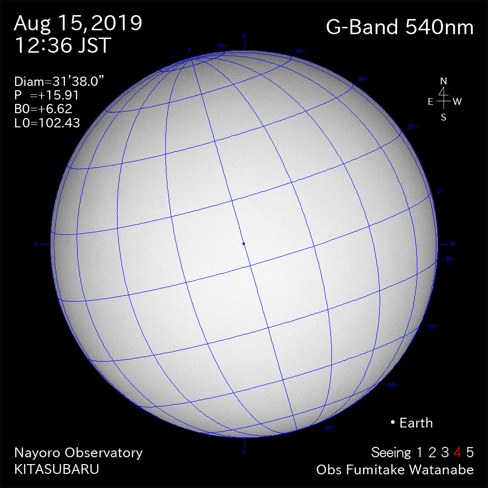 2019年8月15日540nm波長の太陽