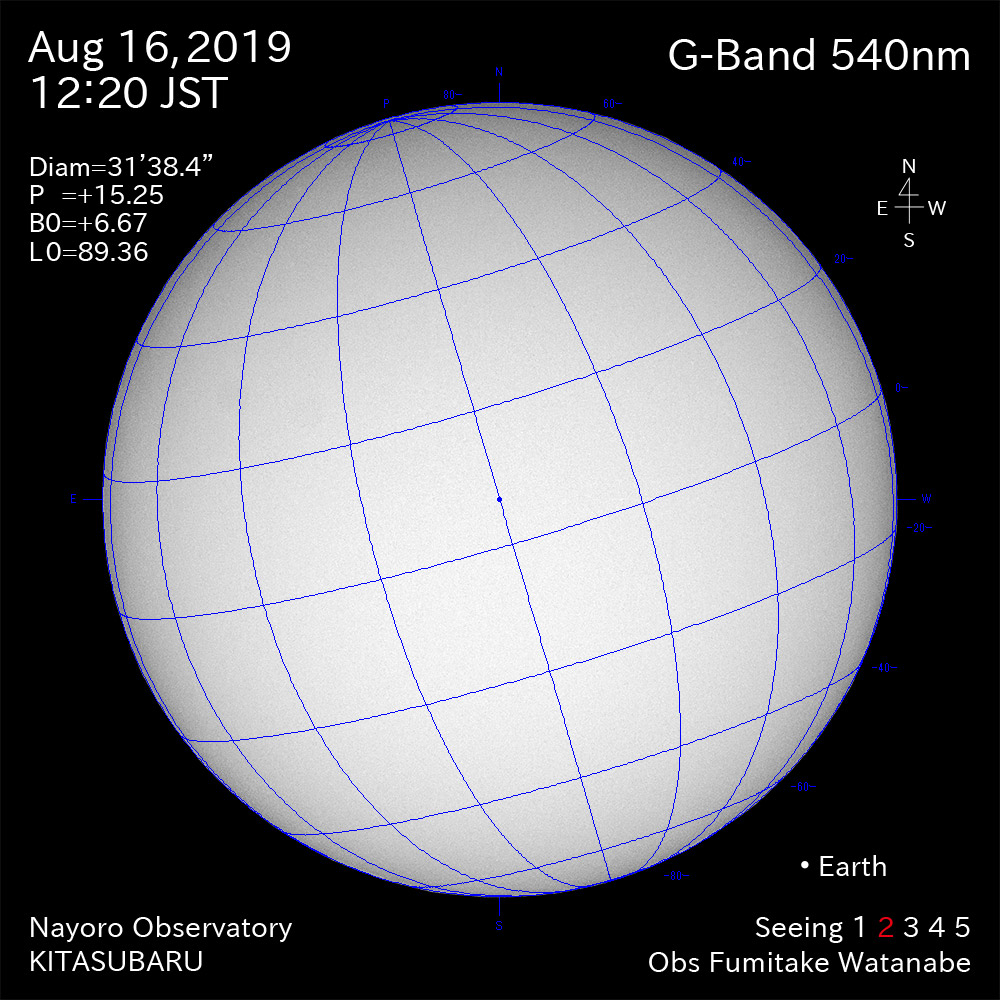 2019年8月16日540nm波長の太陽