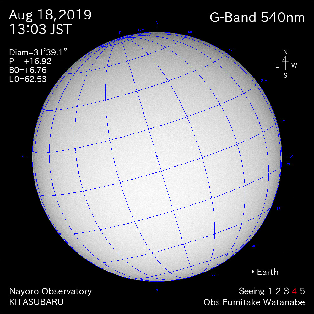 2019年8月18日540nm波長の太陽