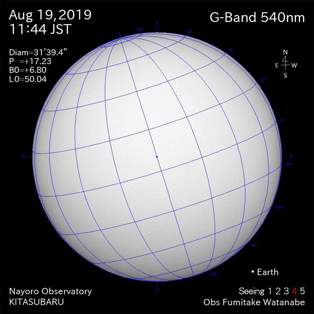 2019年8月19日540nm波長の太陽