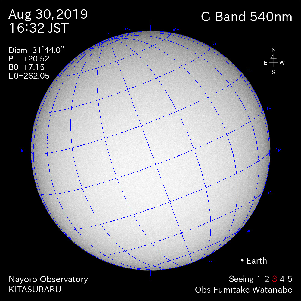 2019年8月30日540nm波長の太陽