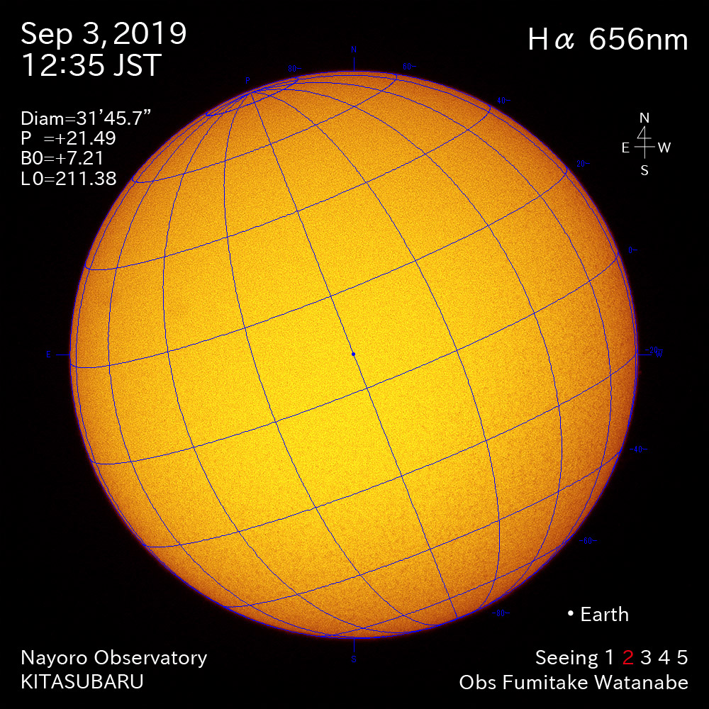 2019年9月3日Hα波長の太陽