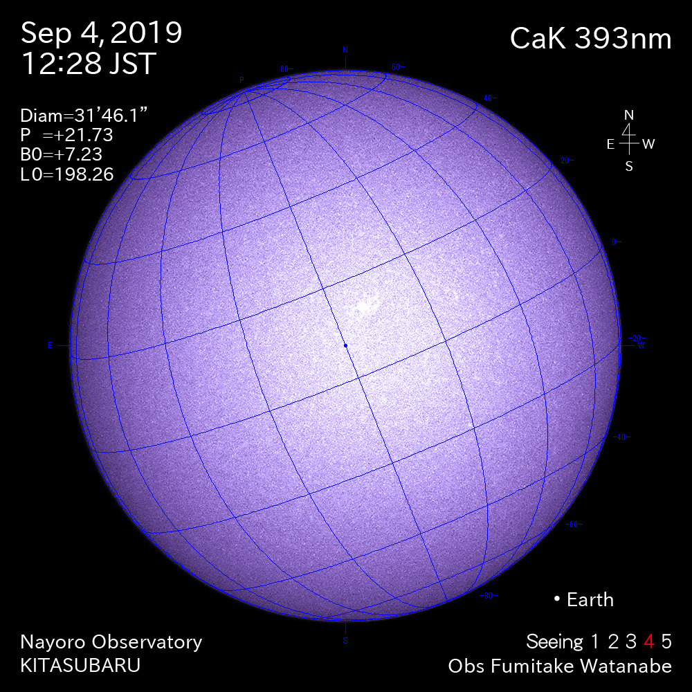 2019年9月4日CaK波長の太陽