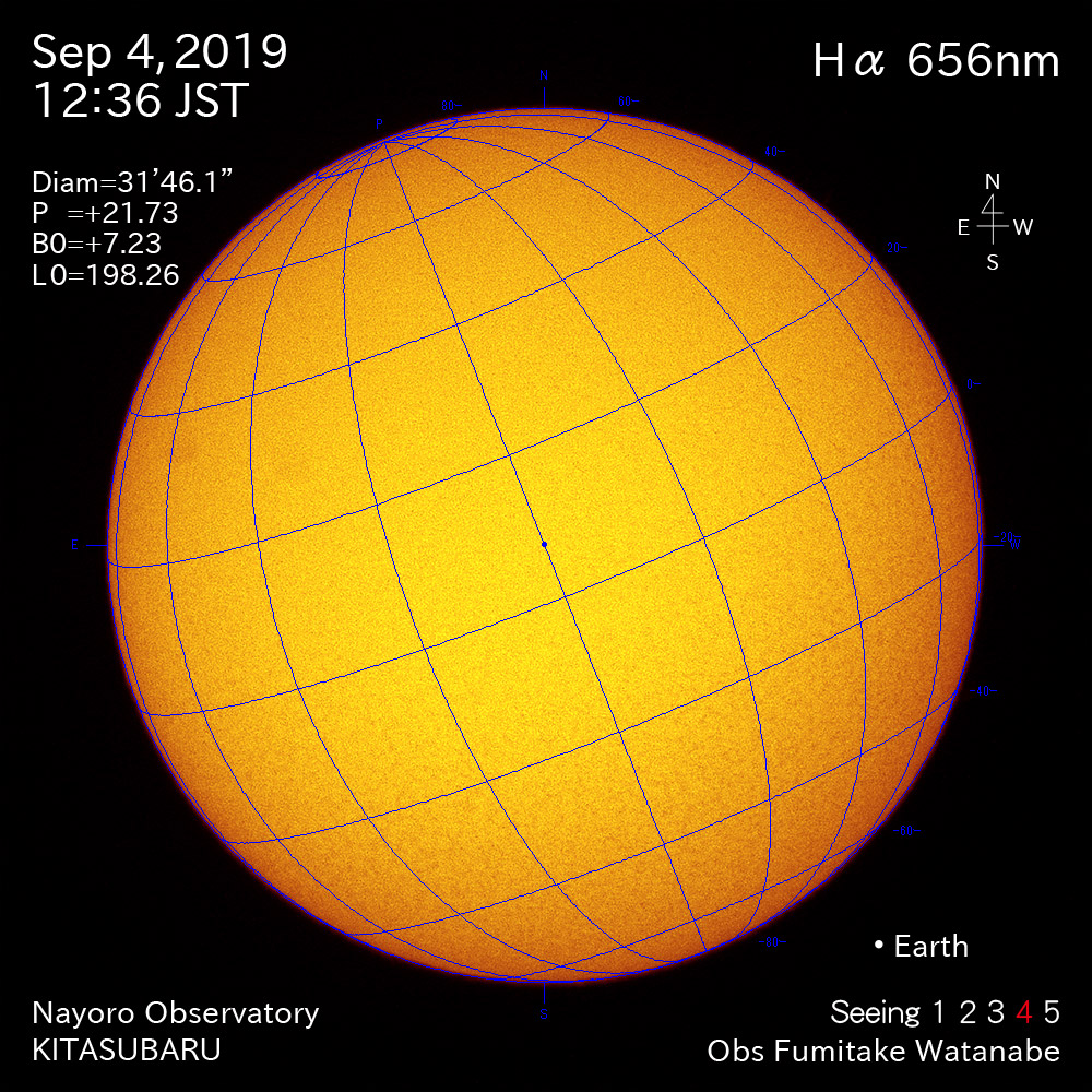 2019年9月4日Hα波長の太陽