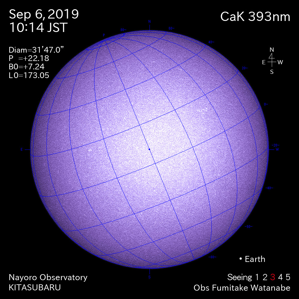 2019年9月6日CaK波長の太陽