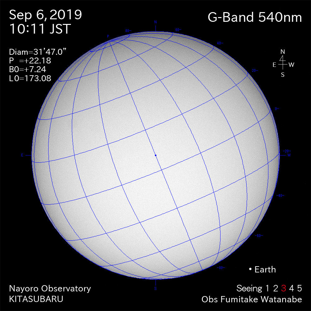 2019年9月6日540nm波長の太陽