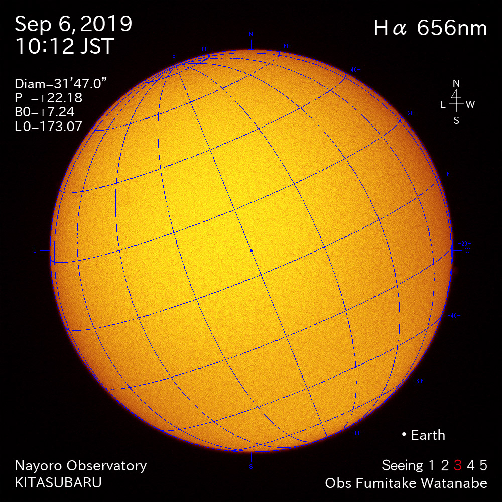2019年9月6日Hα波長の太陽