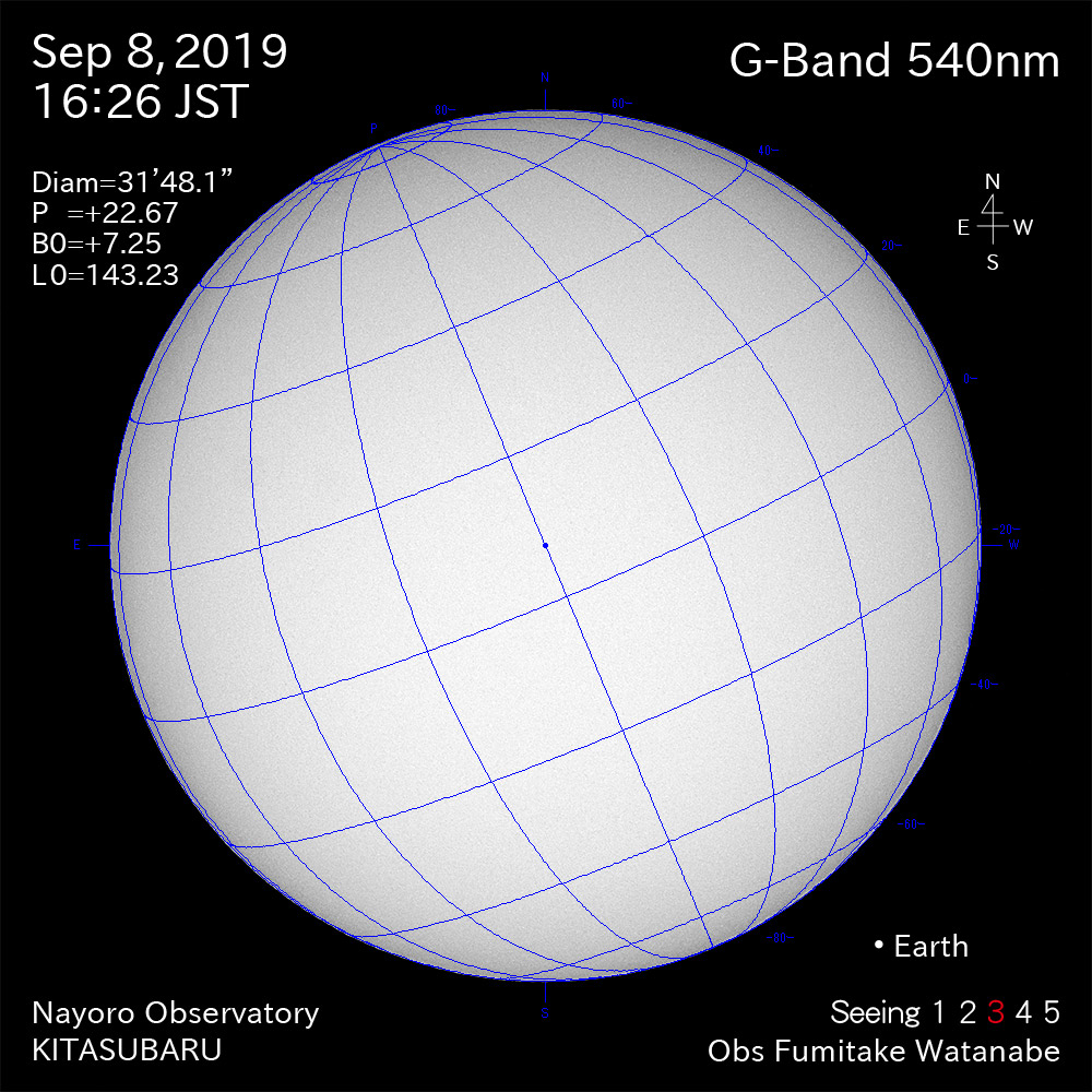2019年9月8日540nm波長の太陽