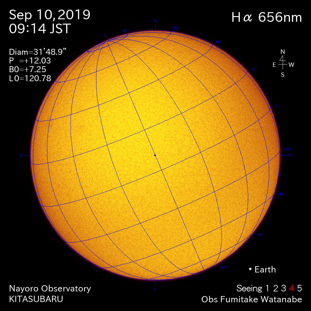 2019年9月10日Hα波長の太陽