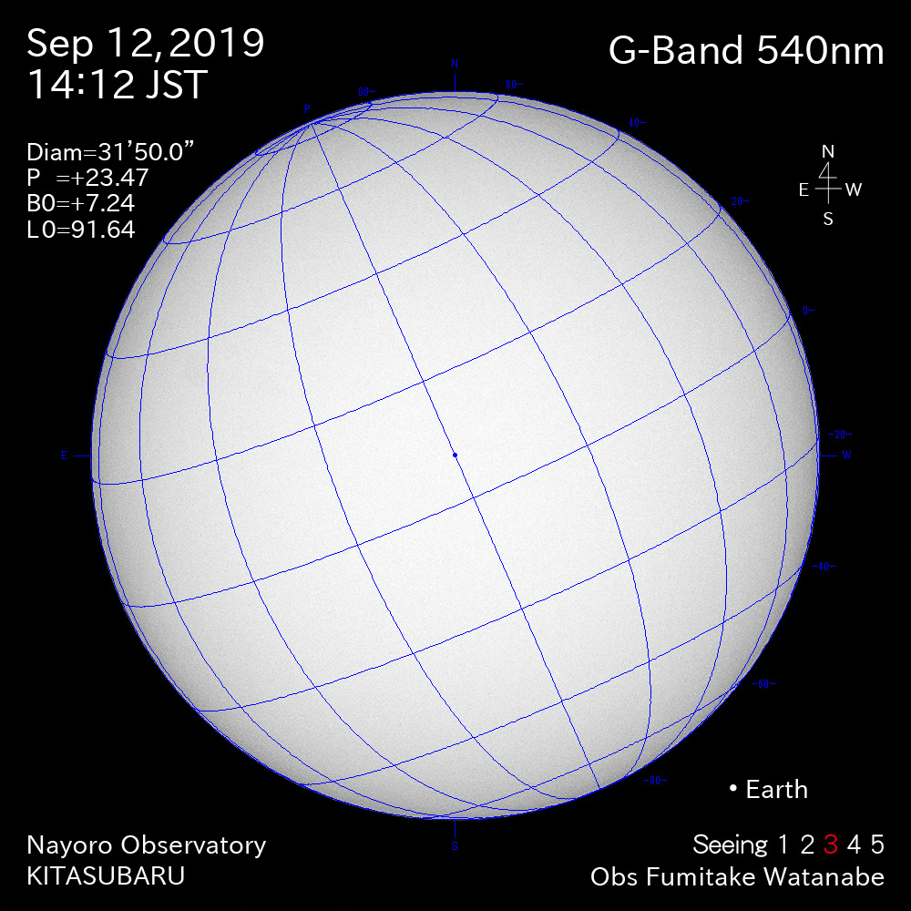 2019年9月12日540nm波長の太陽