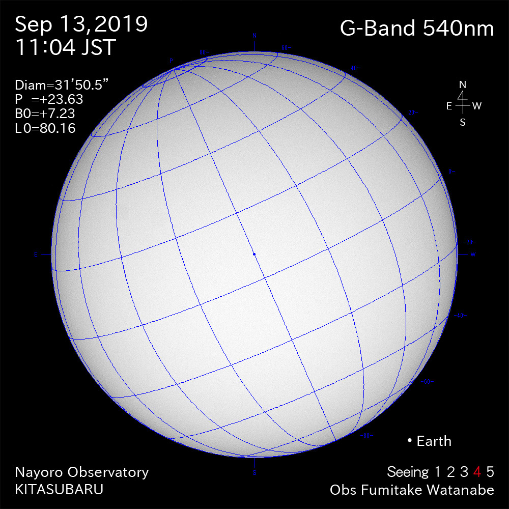 2019年9月13日540nm波長の太陽