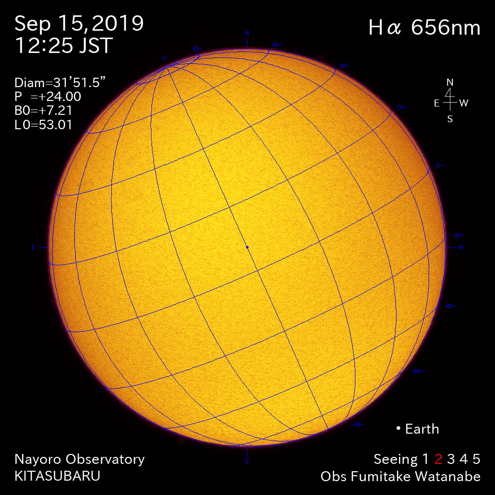 2019年9月15日Hα波長の太陽