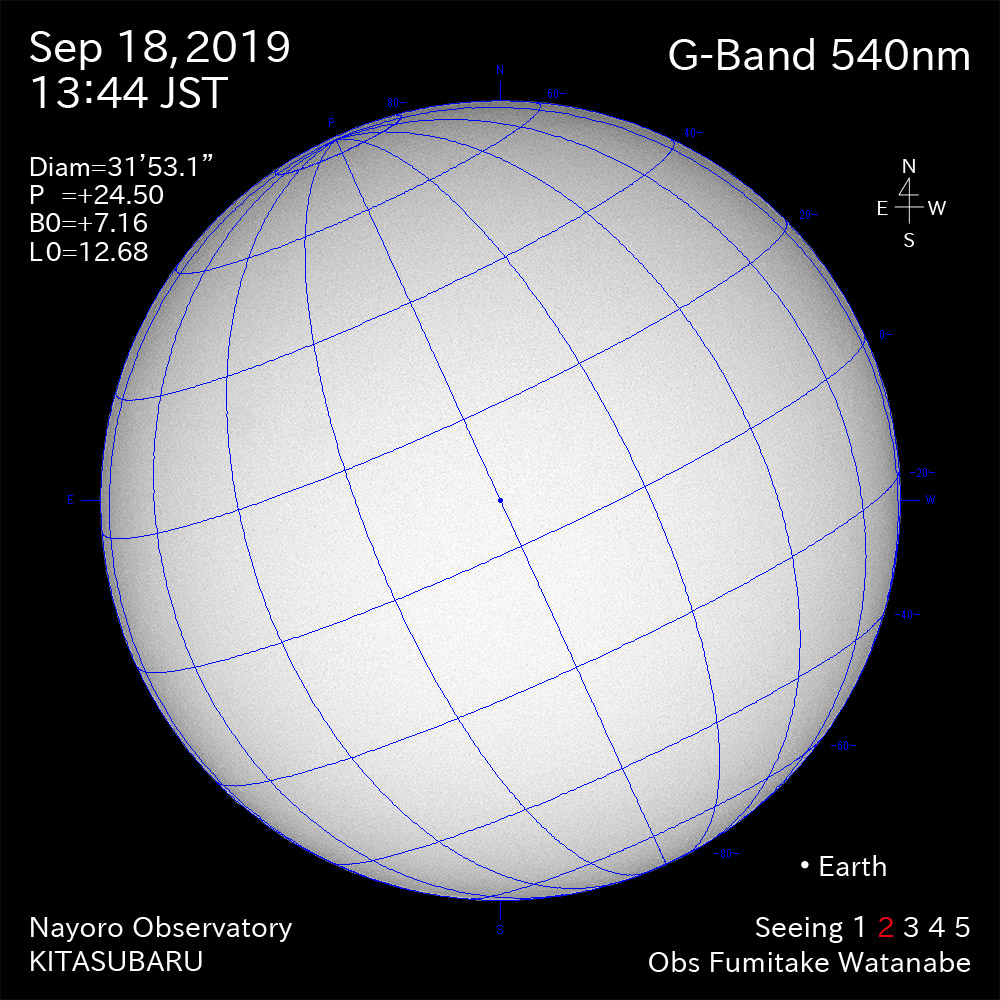 2019年9月18日540nm波長の太陽