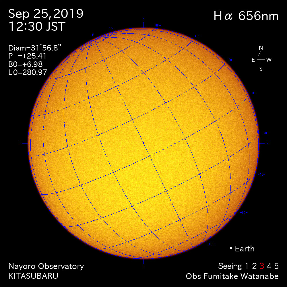 2019年9月25日Hα波長の太陽