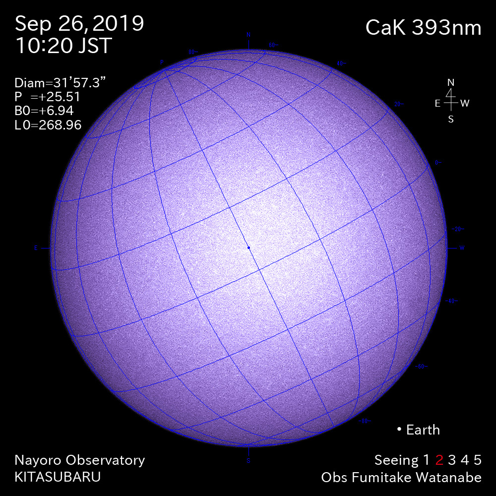 2019年9月26日CaK波長の太陽