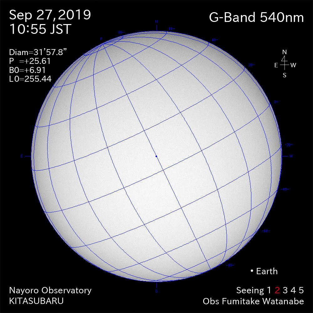 2019年9月27日540nm波長の太陽