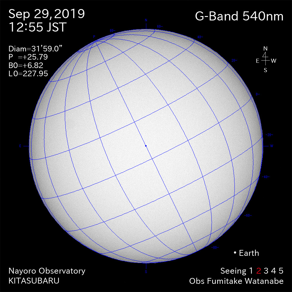 2019年9月29日540nm波長の太陽