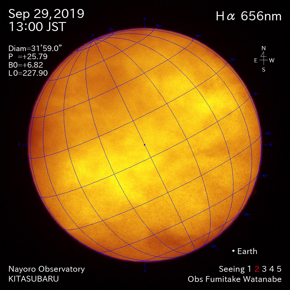2019年9月29日Hα波長の太陽
